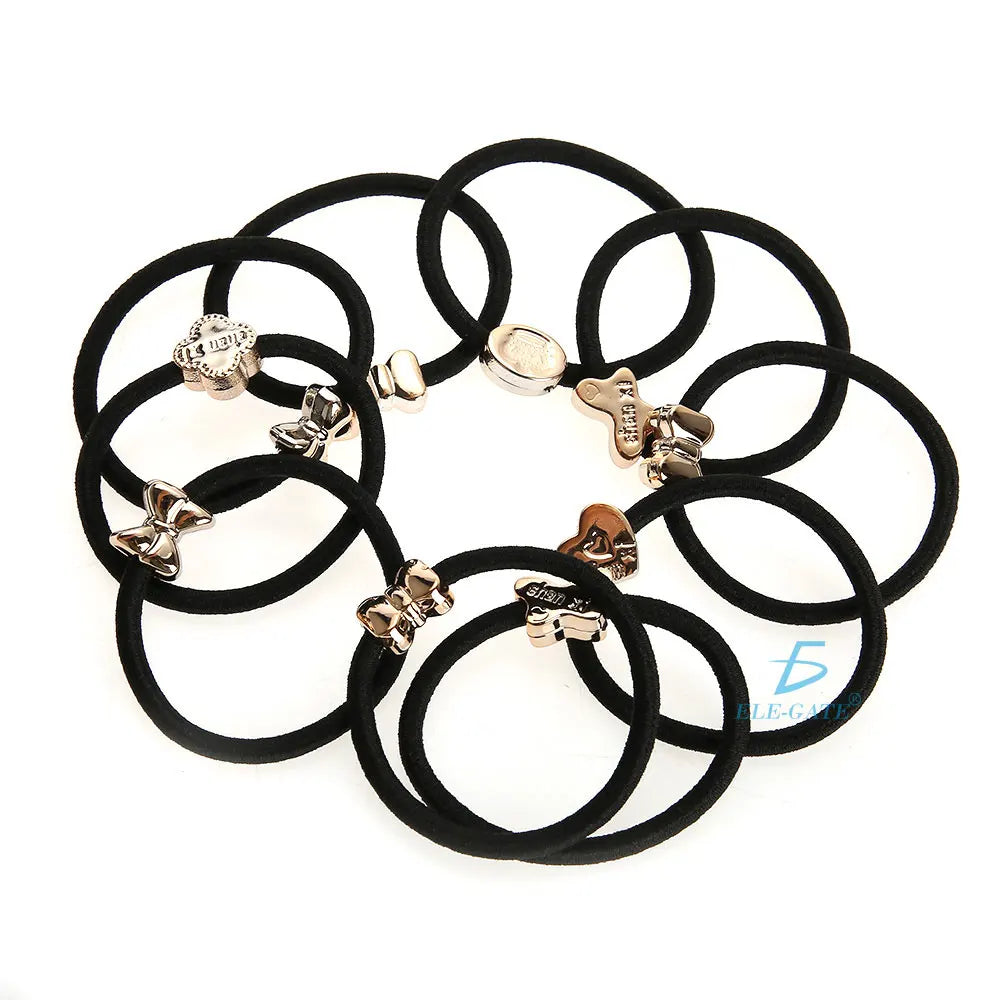 ELEGATE LICA.01.4 Elegant Unisex Fabric Hair Bands Rhinestone Heart Charms European American Style High Elasticity Daily Wear
