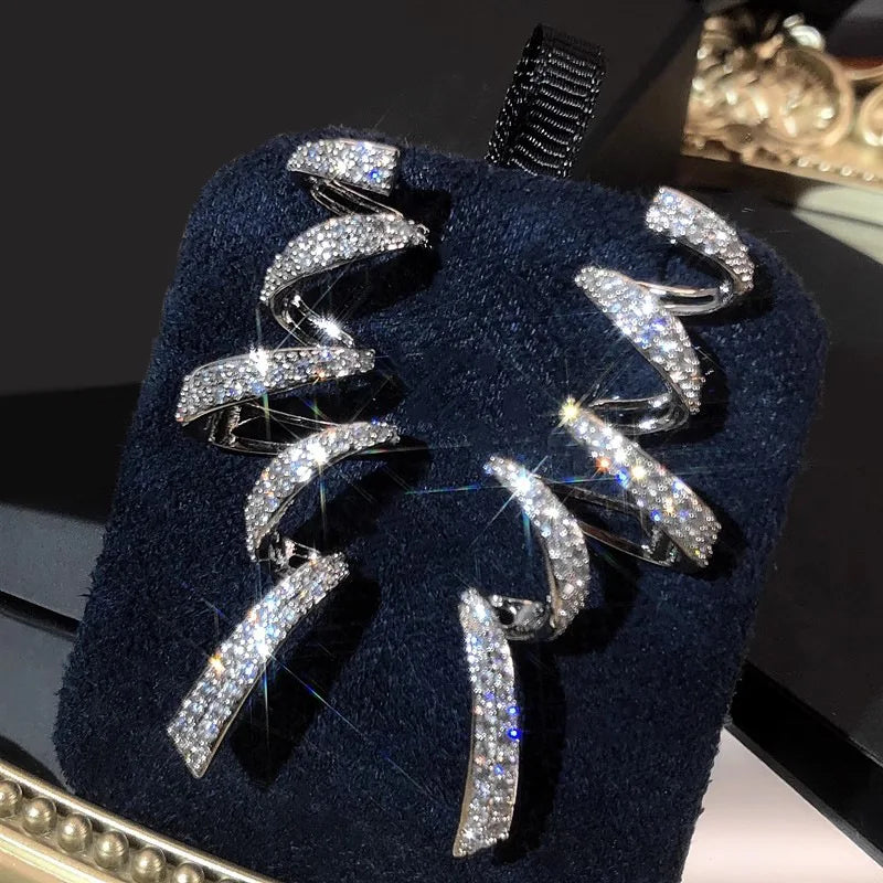 Aimibeaga Hair Clips 12 Cm Rhinestone Elegant Women Daily Use White Gold Color High Quality Cardboard Packaging Model E3510