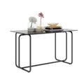 Black 1-Piece Rectangle Dining/Kitchen Table with Metal Frame and Tempered Glass Assembled Made in China