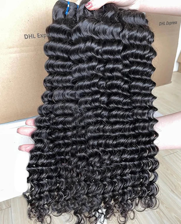 Wholesale Deep Wave Bundles Human Hair With Defined Deep Wave Texture High Density Cuticle Aligned Bundles for Women