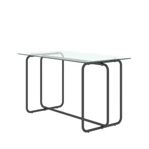 Black 1-Piece Rectangle Dining/Kitchen Table with Metal Frame and Tempered Glass Assembled Made in China