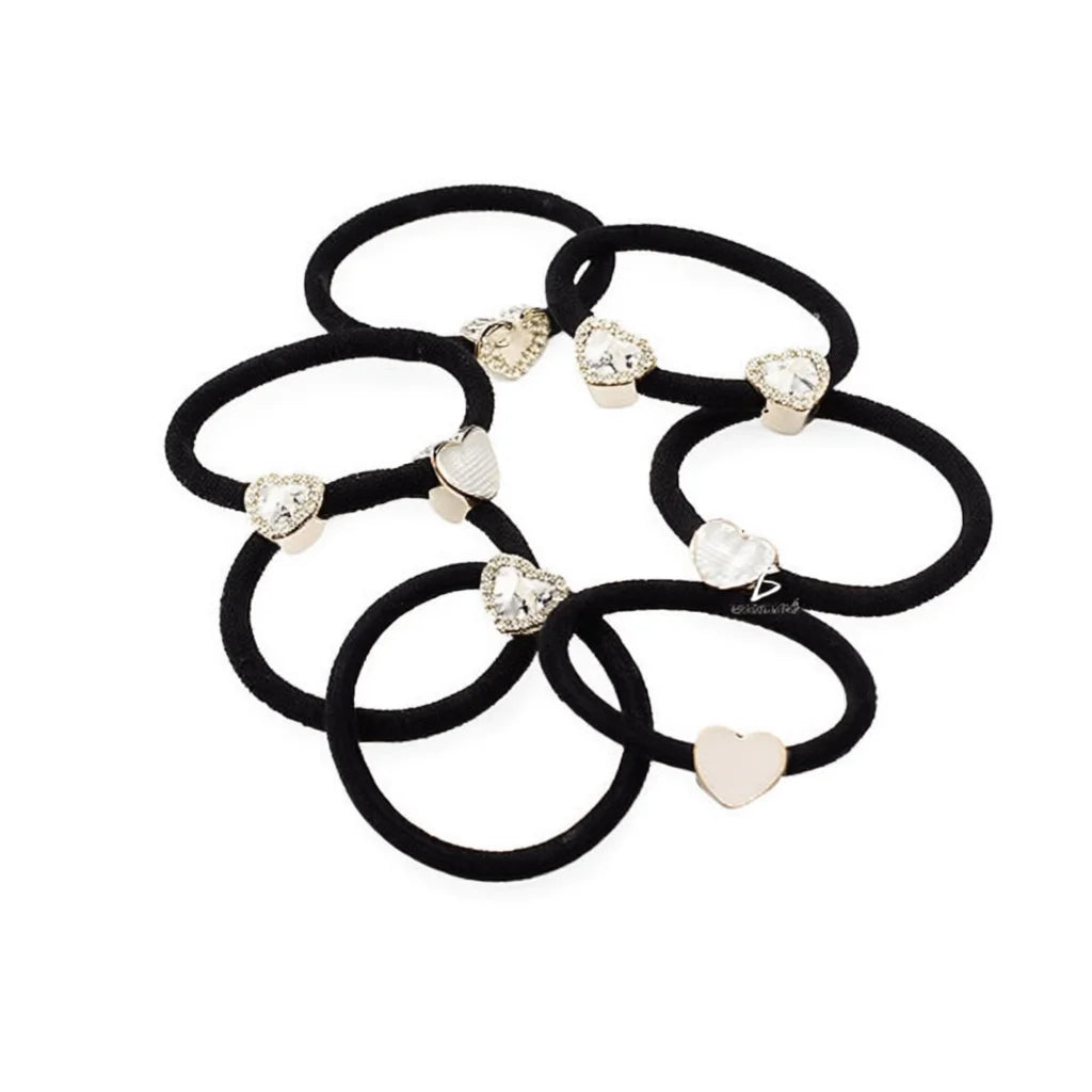 ELEGATE LICA.01.4 Elegant Unisex Fabric Hair Bands Rhinestone Heart Charms European American Style High Elasticity Daily Wear