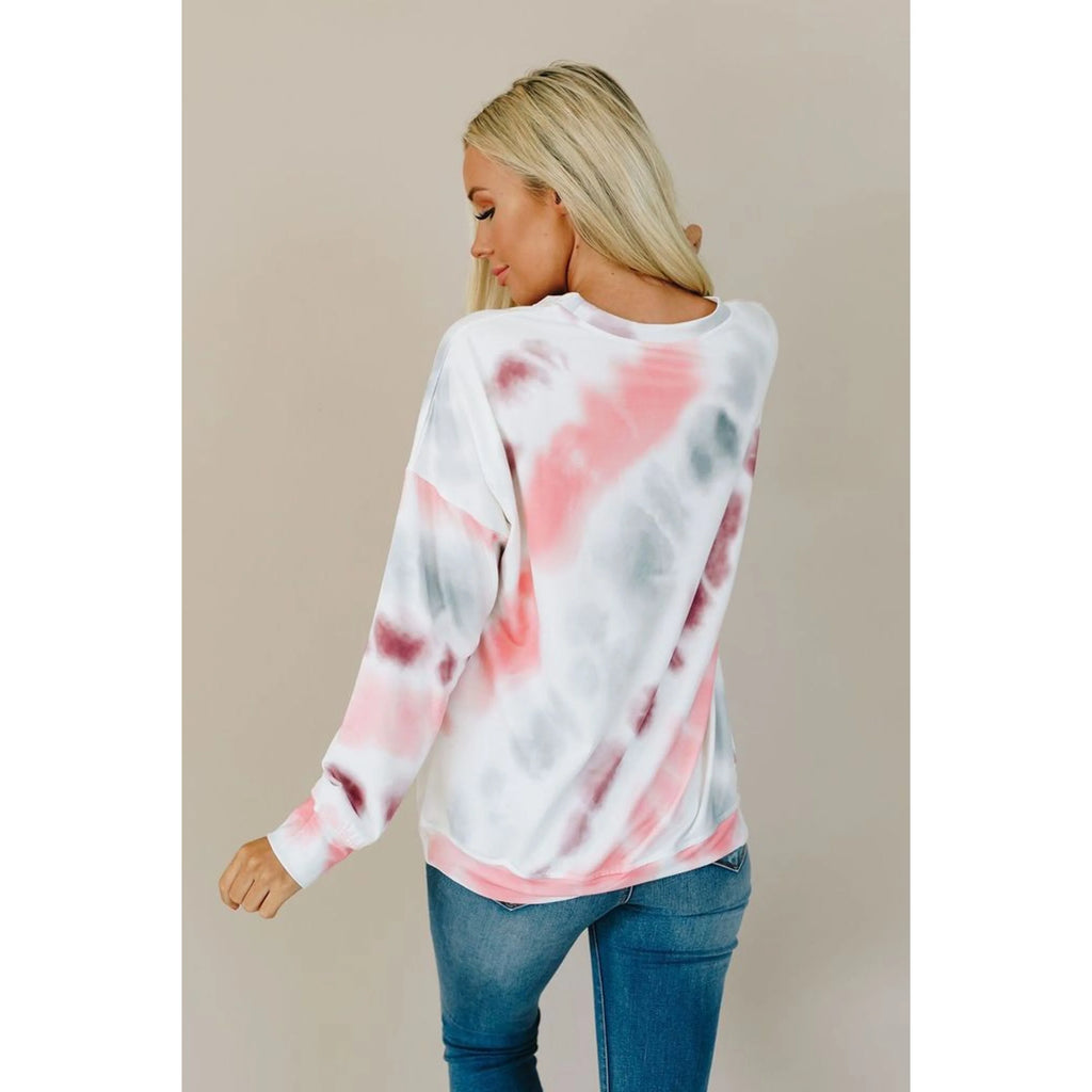 TD Magic Women's Crewneck Sweater Breathable Tie Dye Print Fashionable Bow Collar Casual Winter Style Long Knitted Stripe Front