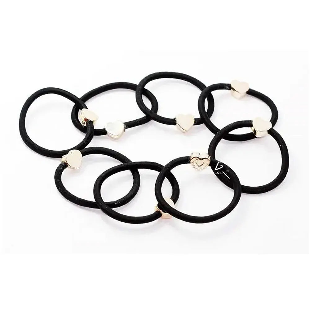 ELEGATE LICA.01.4 Elegant Unisex Fabric Hair Bands Rhinestone Heart Charms European American Style High Elasticity Daily Wear