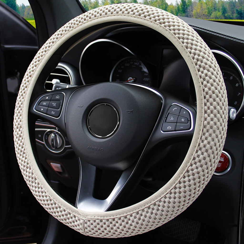 Summer Four Seasons Breathable massage comfortable mesh cloth car steering wheel cover women's car accessories black
