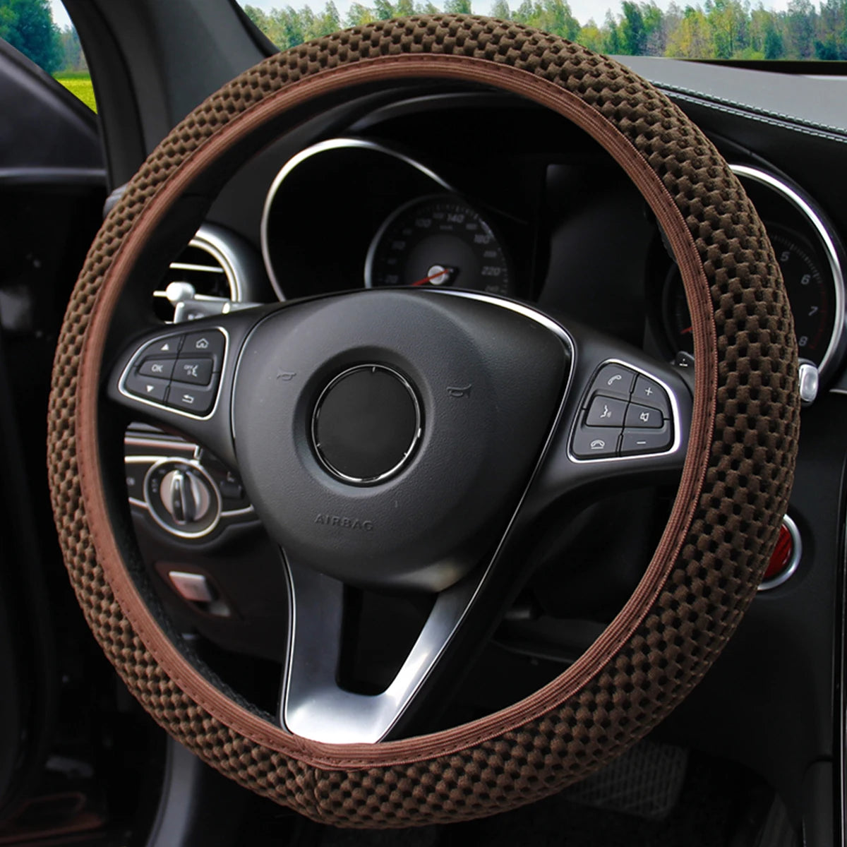 Summer Four Seasons Breathable massage comfortable mesh cloth car steering wheel cover women's car accessories black