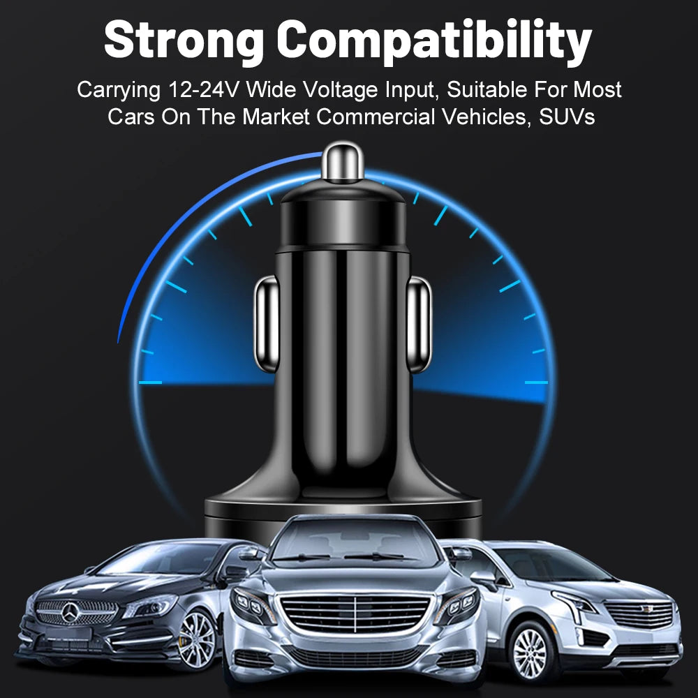 6 In 1 Car Charger Total 100W Super Fast Charging Multi-port Voltage Car With Vehicle Digital Display Mobile car Phone Charger