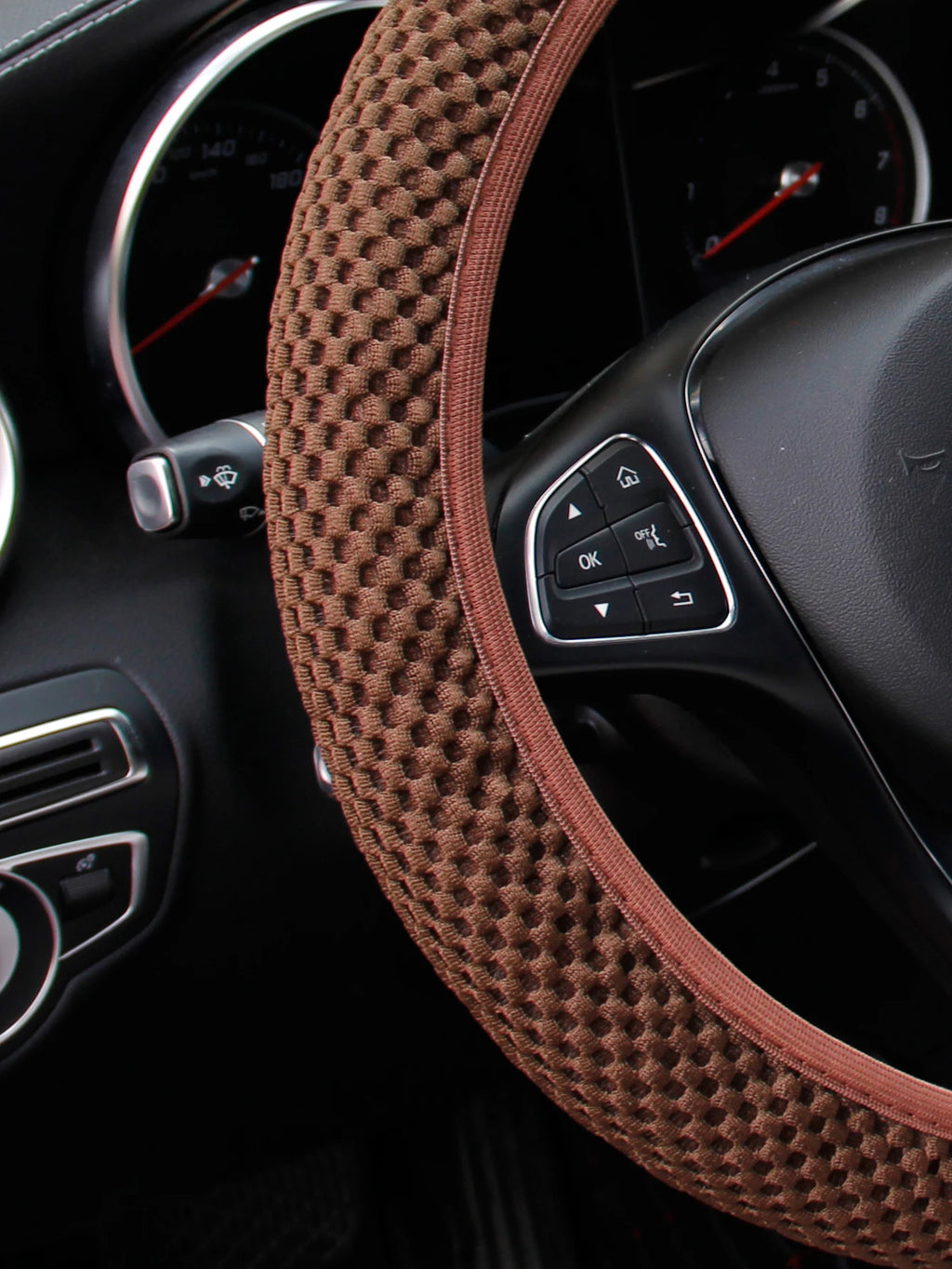 Summer Four Seasons Breathable massage comfortable mesh cloth car steering wheel cover women's car accessories black
